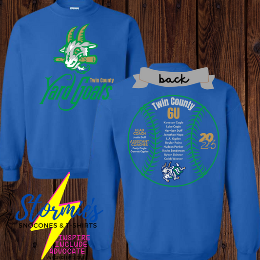 Yard Goats Twin County 6U 2024 - Royal Blue Sweatshirt & Hoodie & Long Sleeve Shirt 2023-24