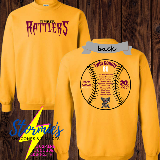 Timber Rattlers Alternate Logo Twin County 8U 2024 - Sweatshirt & Hoodie & Long Sleeve Shirt 2023-24