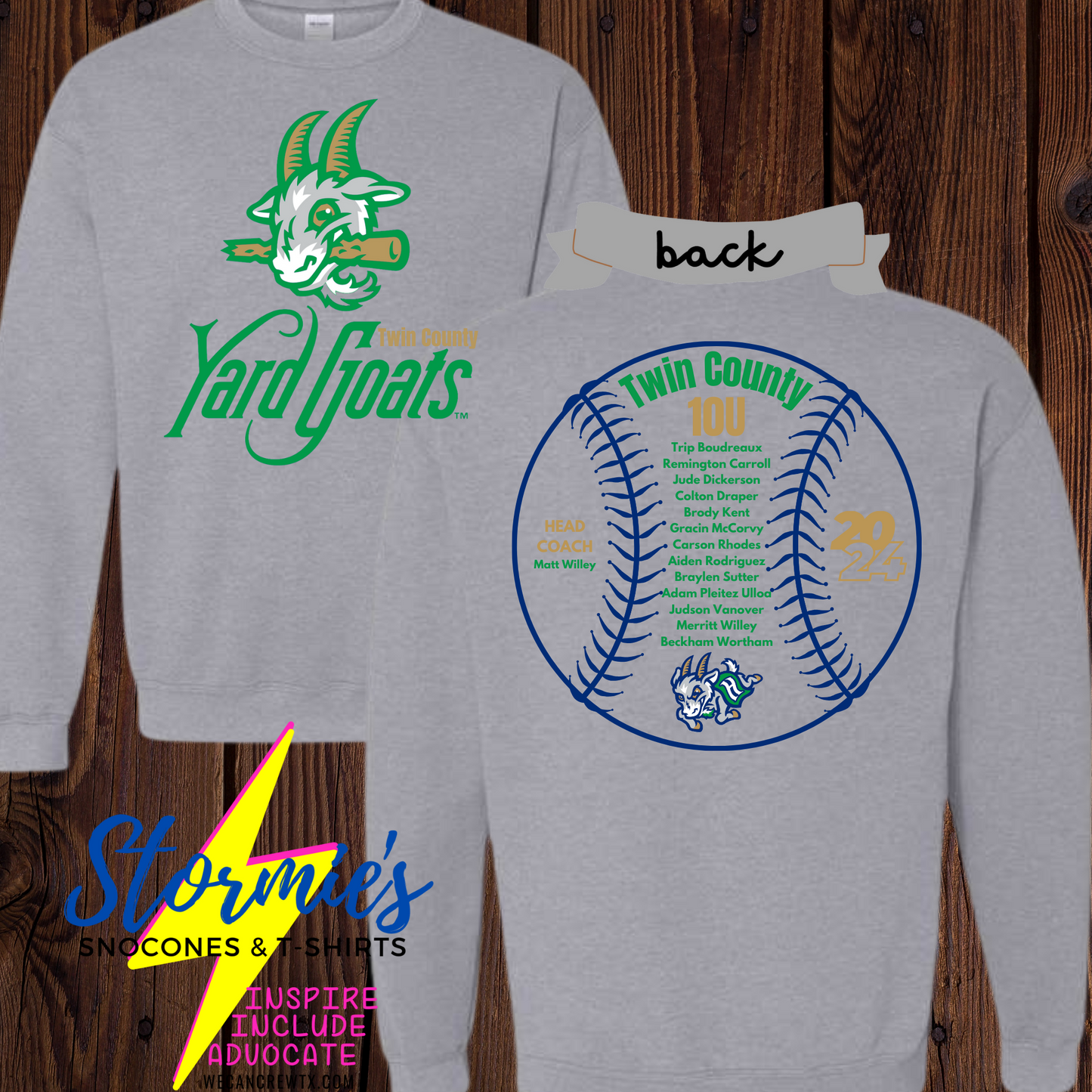 Yard Goats Twin County 10U 2024 - Sport Gray Sweatshirt & Hoodie & Long Sleeve Shirt 2023-24