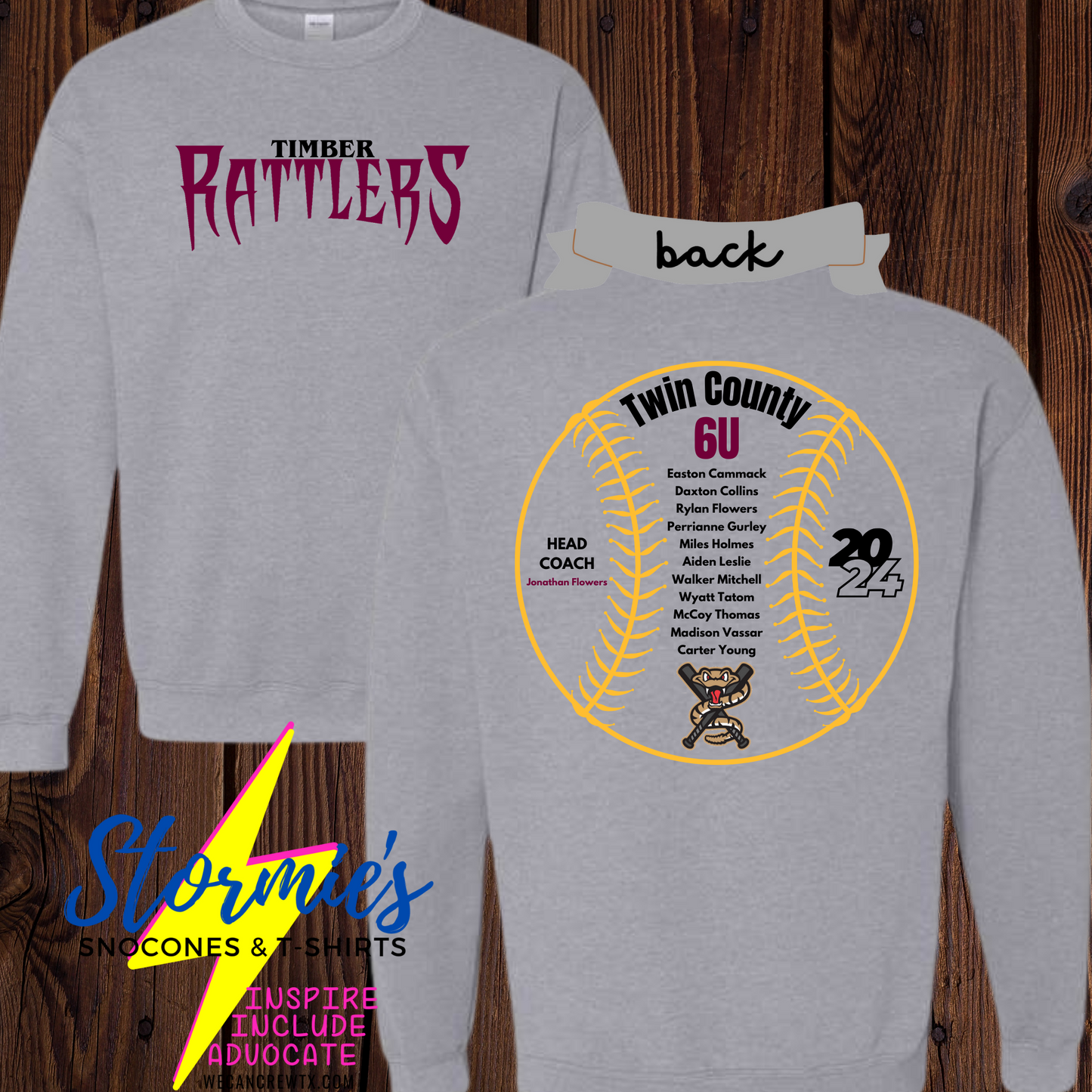 Timber Rattlers Alternate Logo Twin County 6U 2024 - Sweatshirt & Hoodie & Long Sleeve Shirt 2023-24