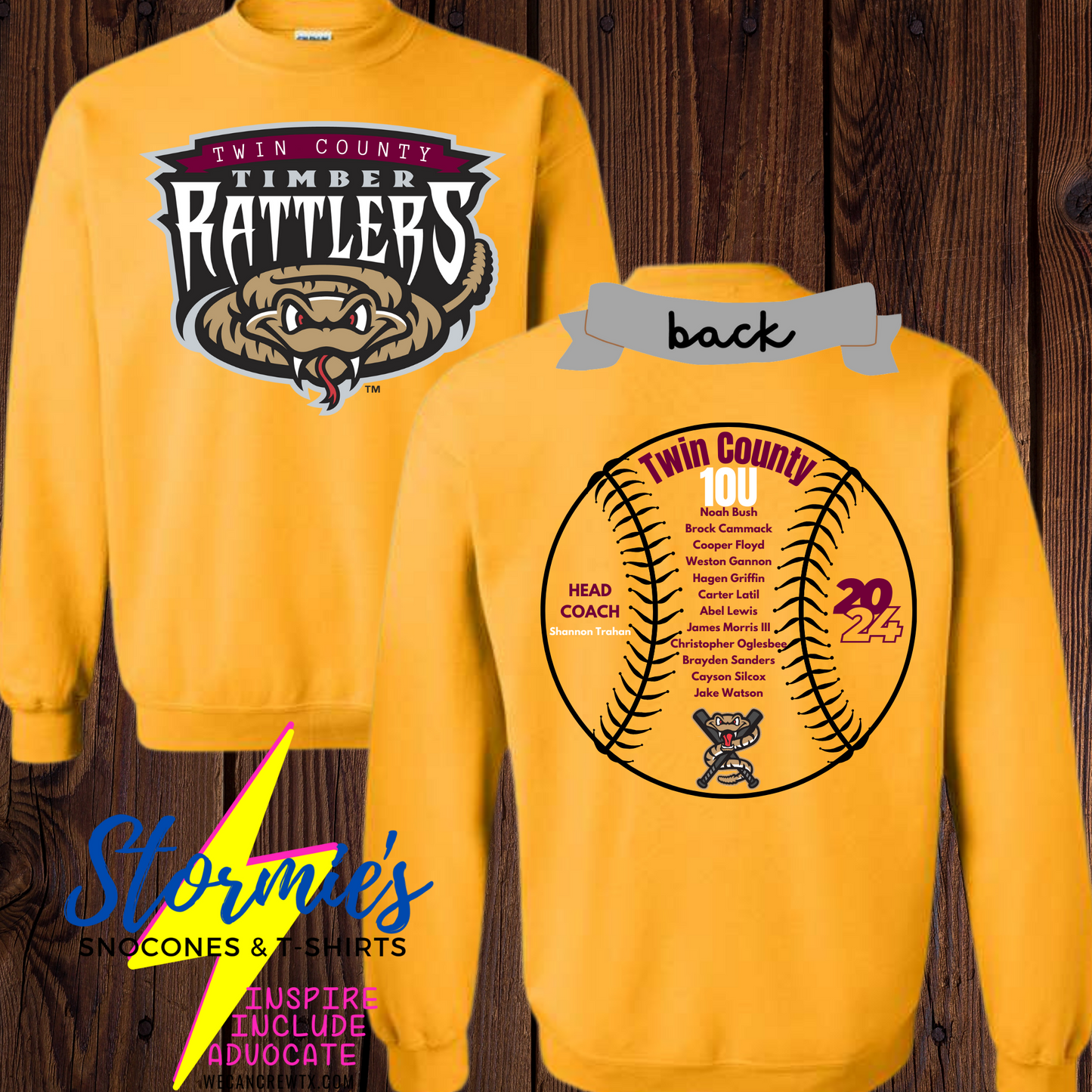 Timber Rattlers Twin County 10U 2024 - Sweatshirt & Hoodie & Long Sleeve Shirt 2023-24