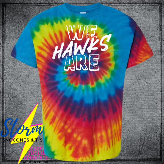 We Are Hawks - China Elementary Field Day Tie Dye Reactive Rainbow All School Support Shirt Sour Lake China