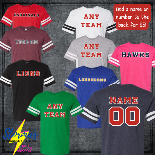 Custom Any School Football Shirt ADULT sizes