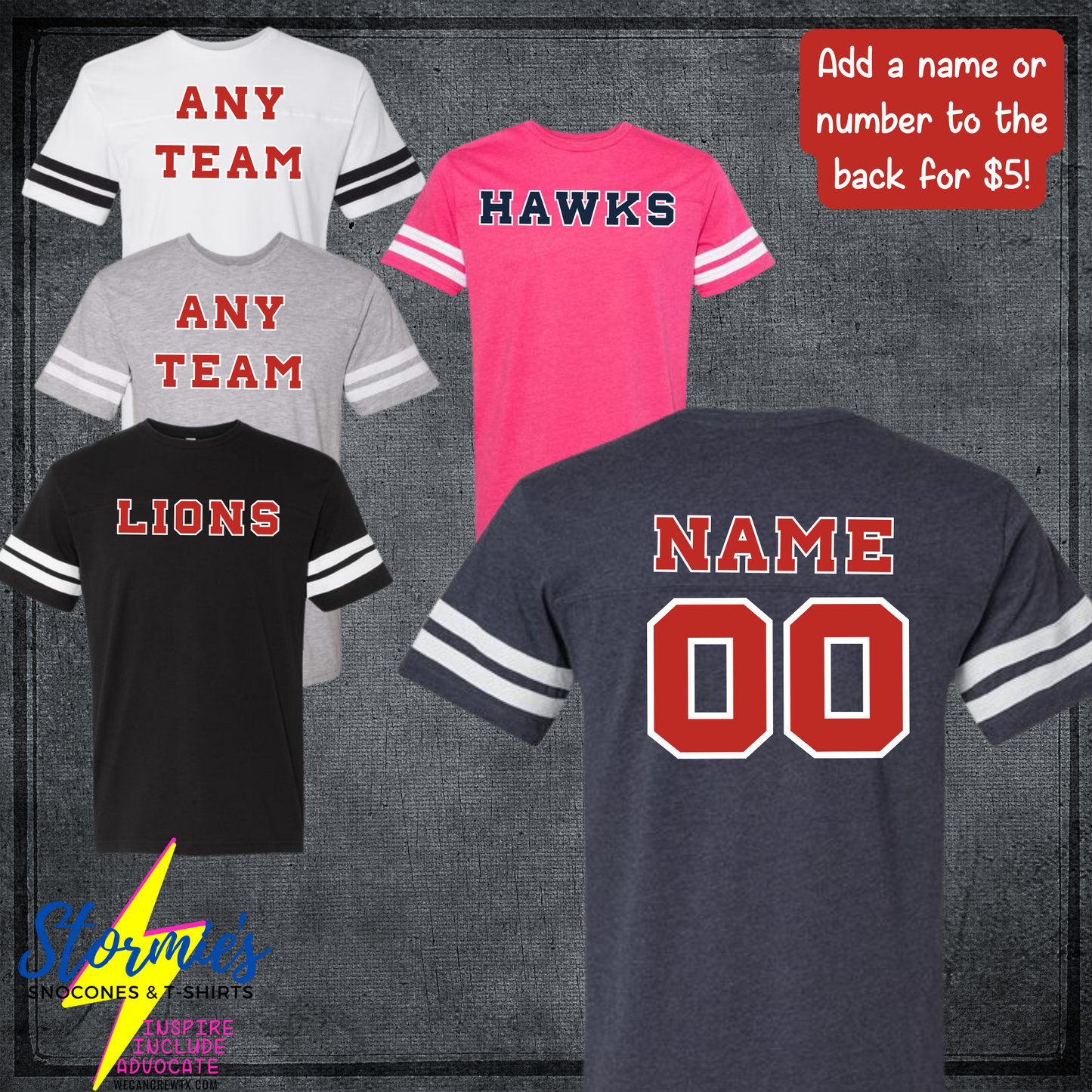 Custom Any School Football Shirt YOUTH sizes