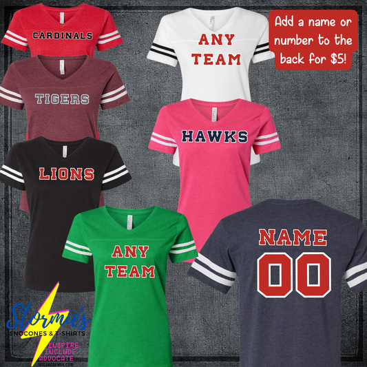 Custom Any School Football Shirt ADULT Women's Cut sizes