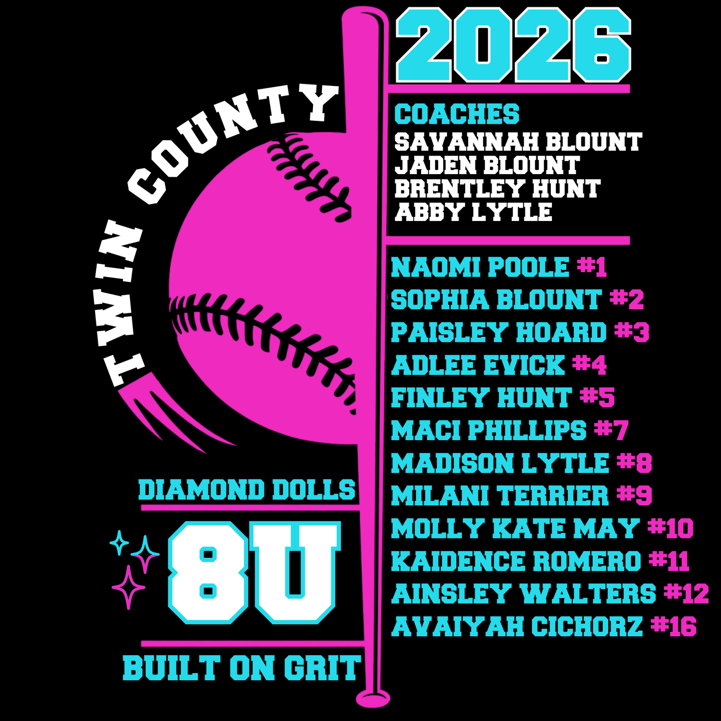 Diamond Dolls 8U Twin County 2026 Purple Dry Fit Shirt