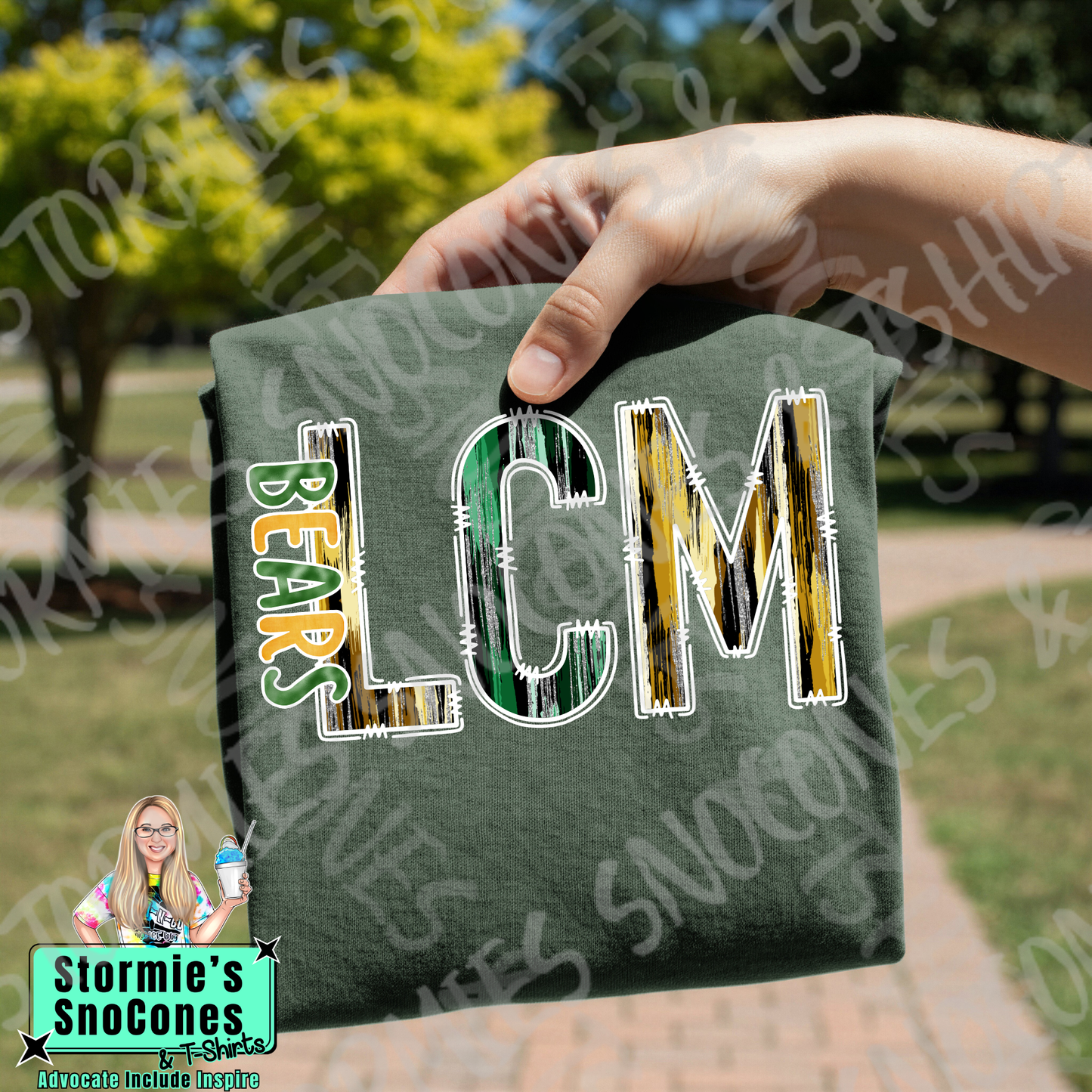 Little Cypress Mauriceville Bears Brushstroke Doodle Forest Green Gildan Comfort Colors Bella Canvas Shirt