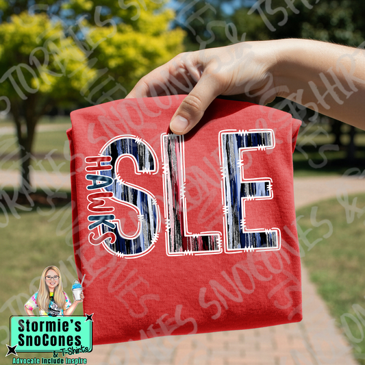 Hardin Jefferson Hawks SLE Sour Lake Elementary Brushstroke Doodle Red Gildan Comfort Colors Bella Canvas Shirt