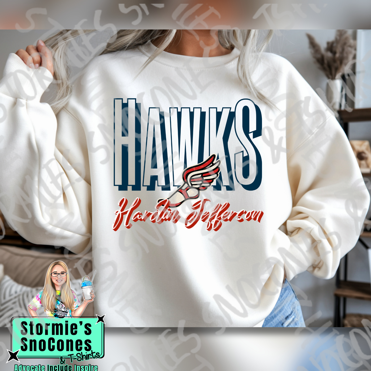 Hardin Jefferson Hawks Doodle Cross Country Icon White TShirt or Sweatshirt