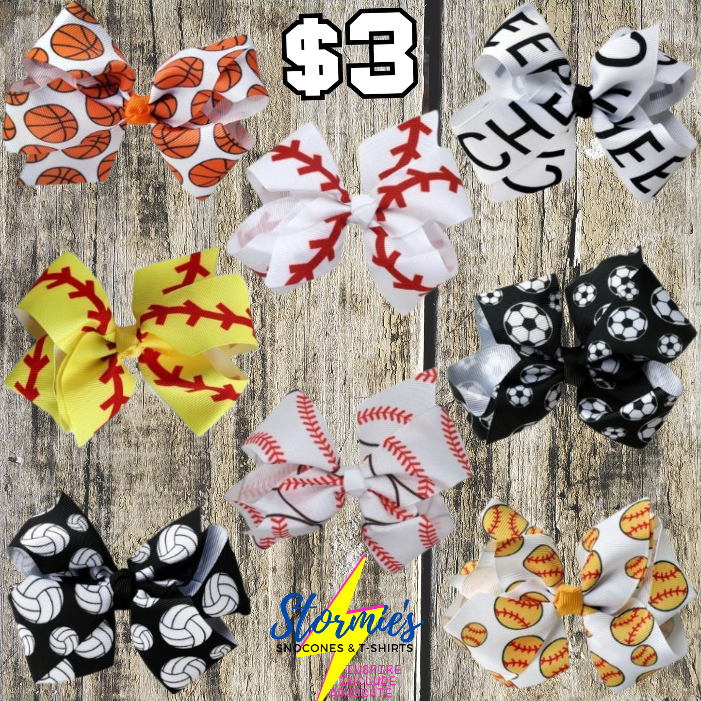 Small Sports Hair bows with Clip