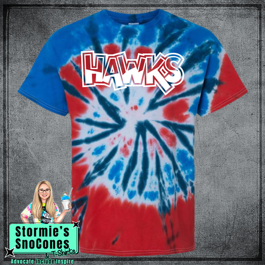 Hawks Graffiti Field Day - Color Wars Spring 2026 Tie Dye Independence Red & Blue All School Support Shirt