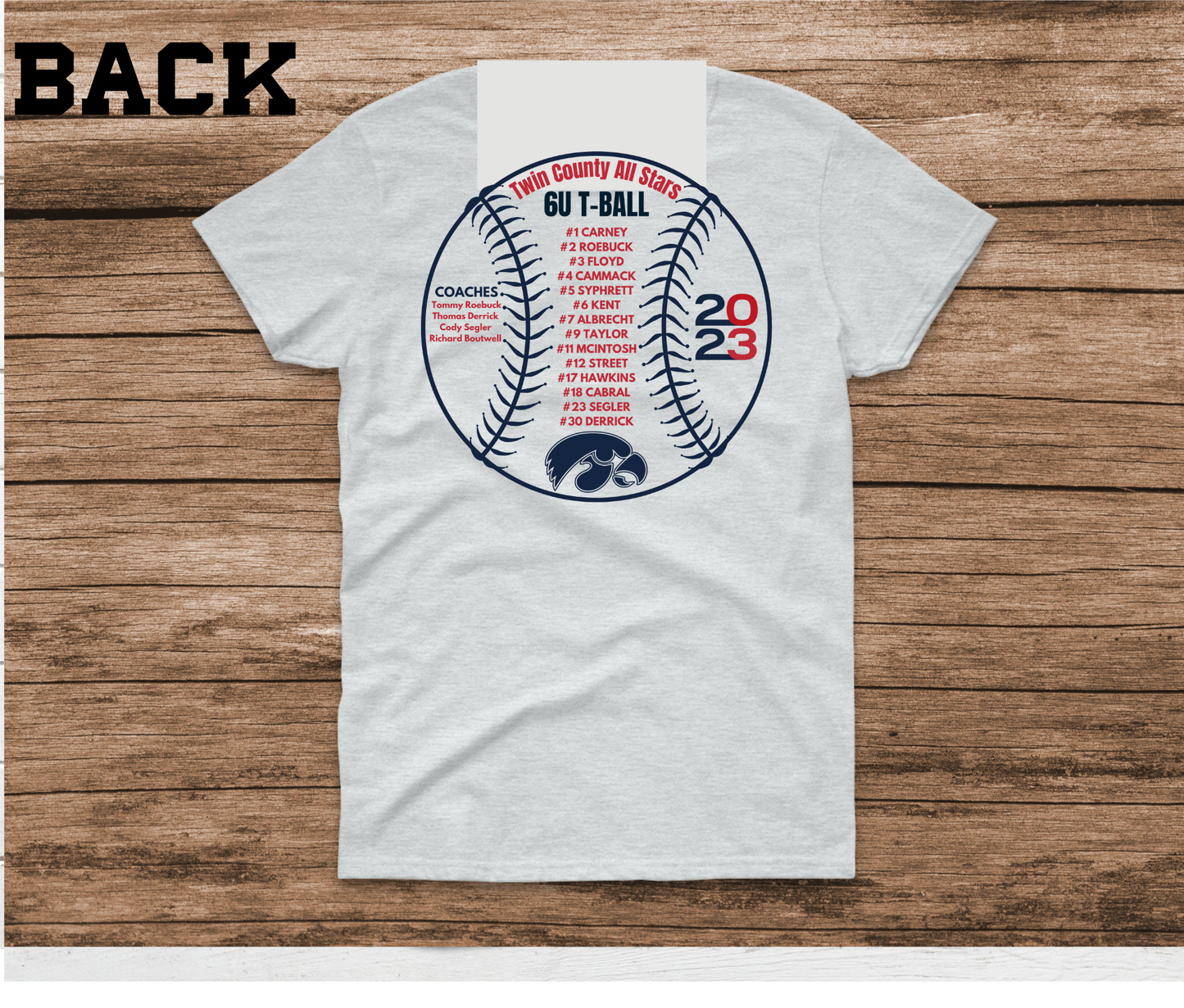 Hawks Twin County All-Stars 6U TBall Ash Gray Shirt and Tank Top