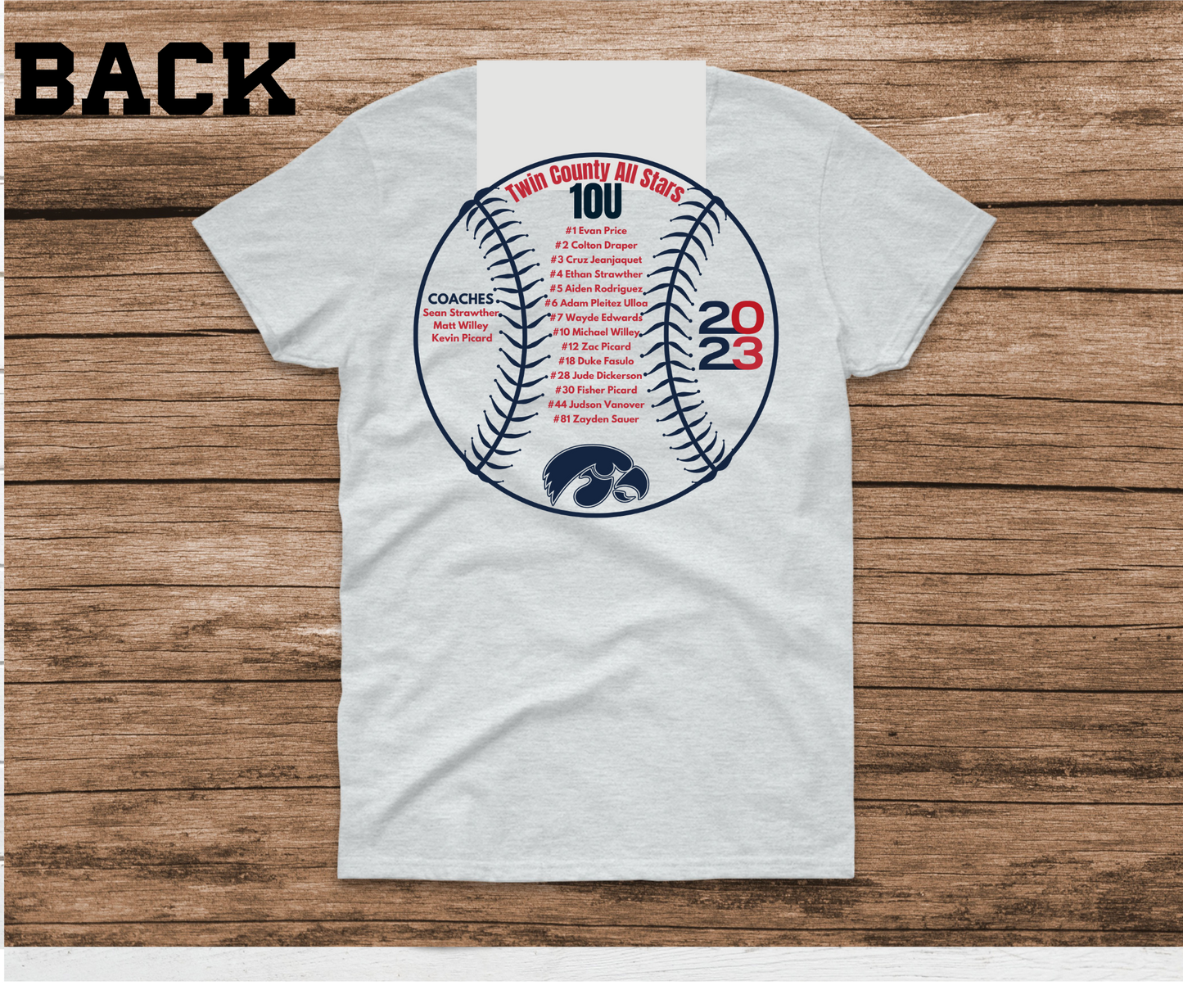 Hawks Twin County All-Stars 10U TBall Ash Gray Shirt and Tank Top