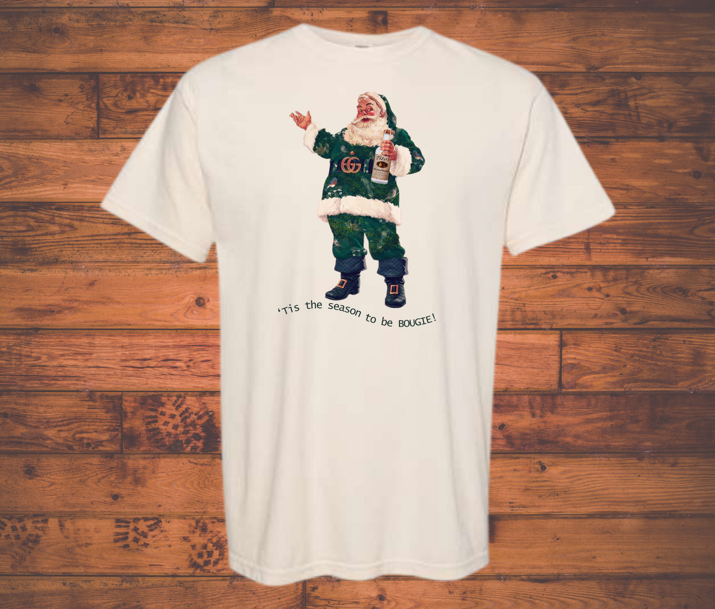 Boujee Santa Comfort Colors Ivory shirt