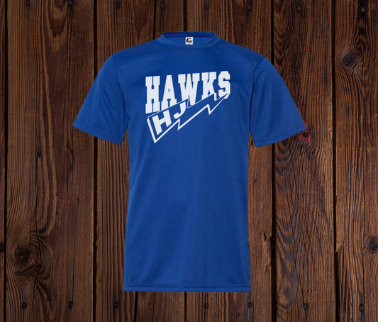 3rd & 7th Grade - HJ Hawks Bolt - China Elementary- Sour Lake Elementary Color Wars/Field Day 2024 Shirt Blue DRY FIT