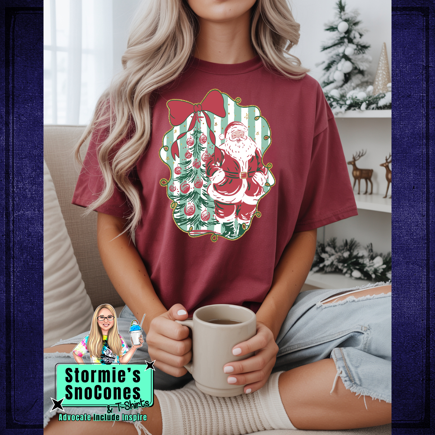 Santa Bow Window Brick Comfort Colors Shirt