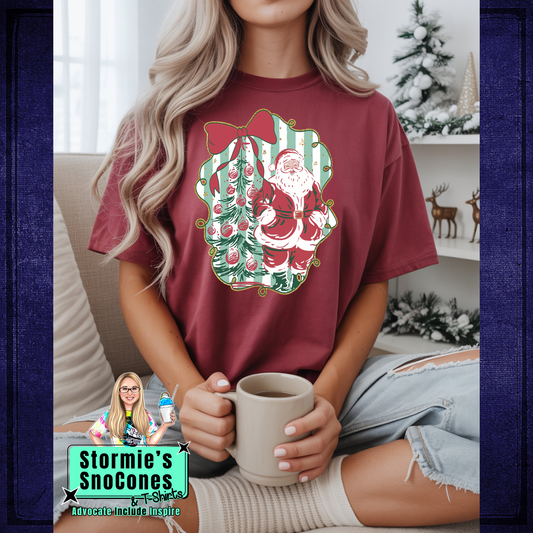 Santa Bow Window Brick Comfort Colors Shirt