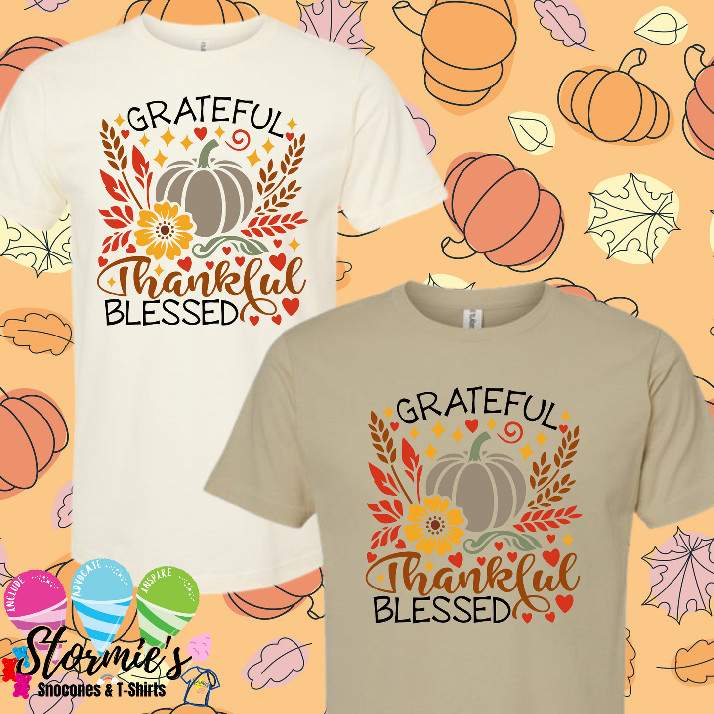 Grateful Thankful Blessed Thanksgiving Shirt