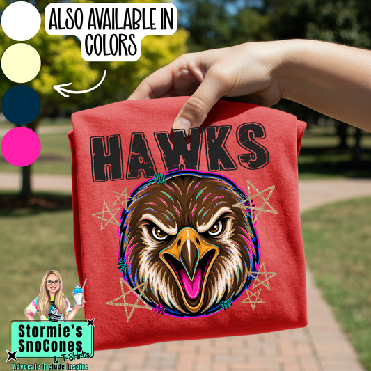 Hawks Grunge Varsity Stars Gildan Comfort Colors Tultex Shirt