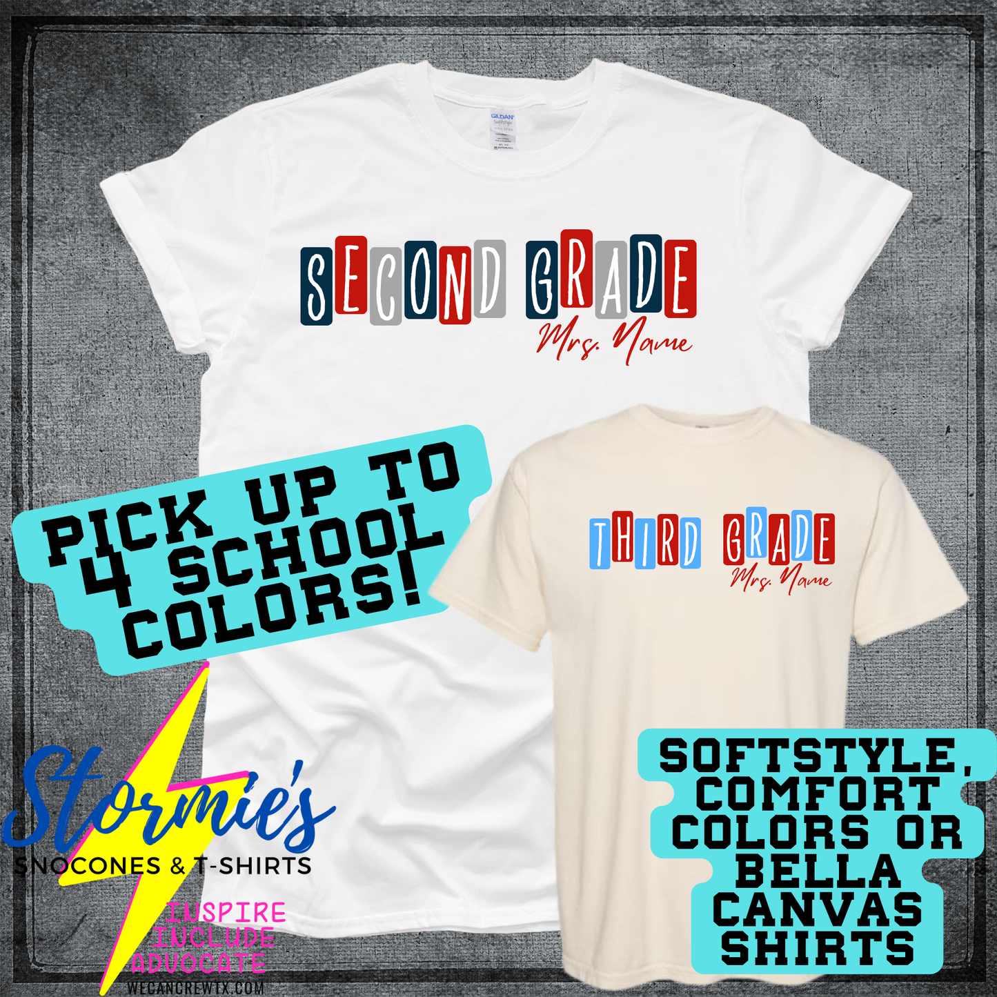 Pick your Grade & Add Your Name & School Colors Blocks Custom Shirt