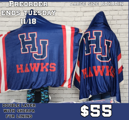 HJ Hawks Hooded Blanket with Sherpa Lining - PREORDER