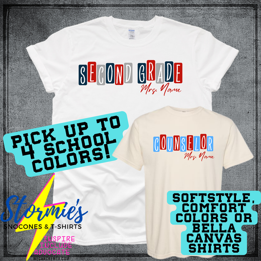 Pick your Grade & Add Your Name & School Colors Blocks Custom Shirt