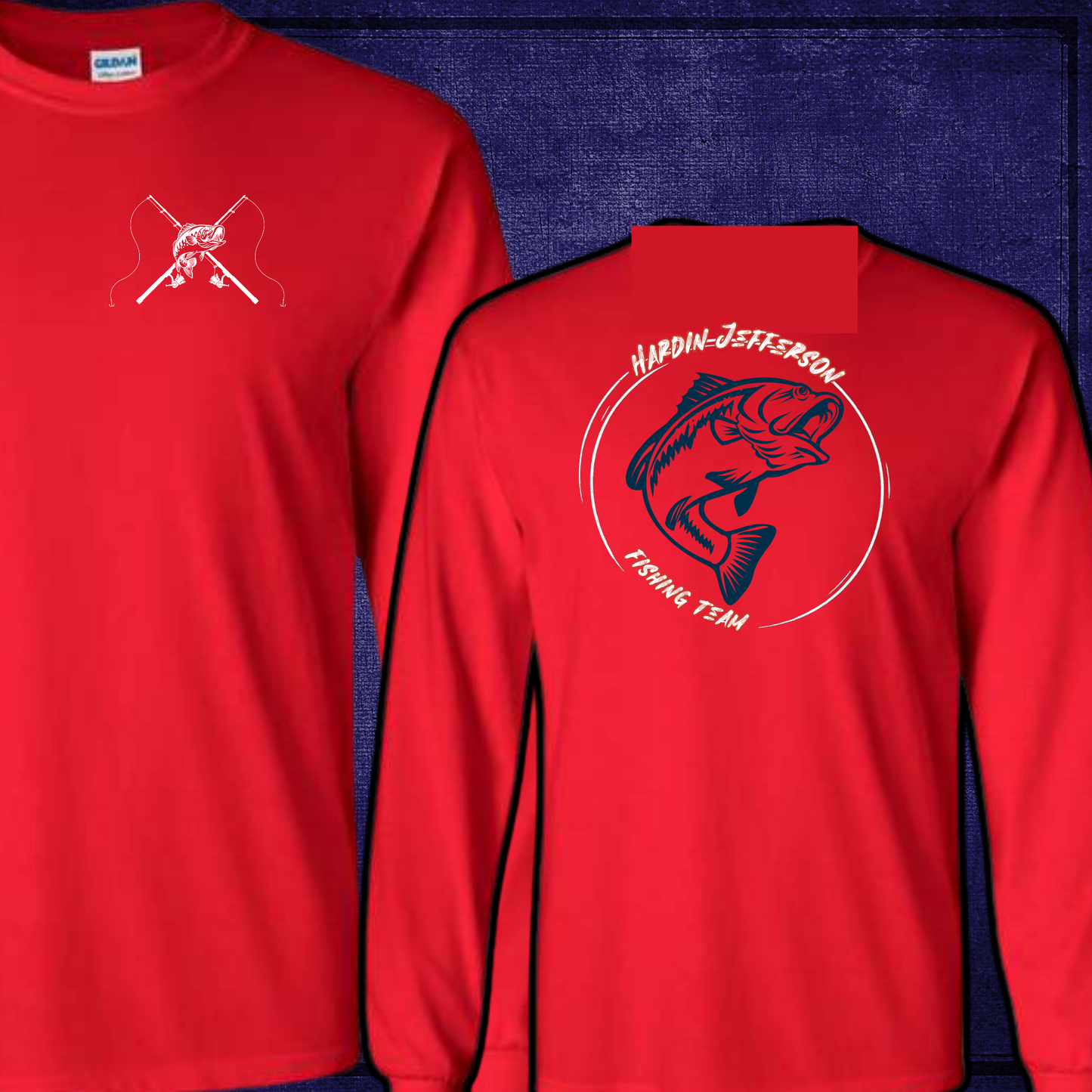 HJ Fishing Team Circle Red Sweatshirt & Hoodie & Long Sleeve Shirt