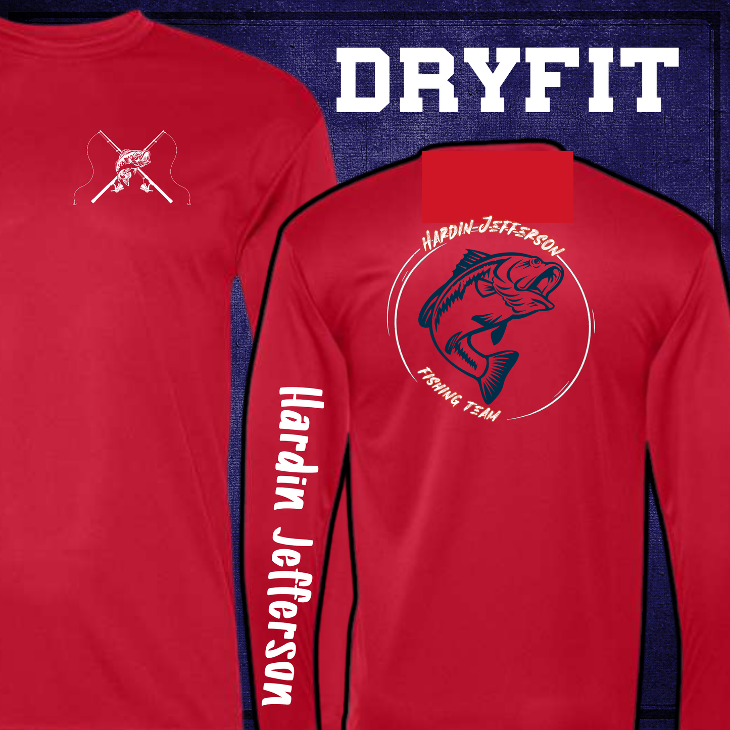 HJ Fishing Team Circle Red LONG SLEEVE DRY FIT Shirt