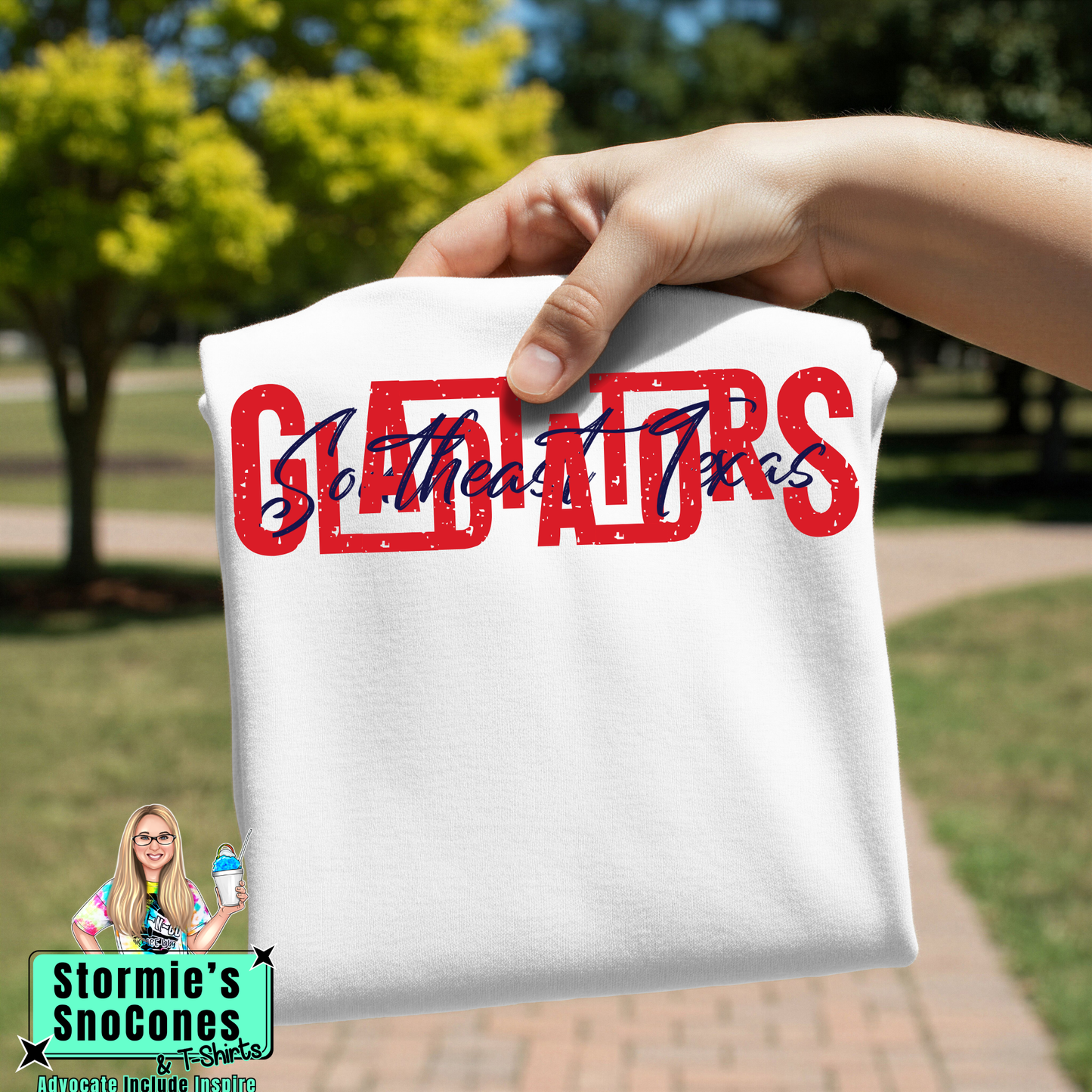 Gladiators Baseball Lines Cursive Weave White Gildan Comfort Colors Bella Canvas Shirt