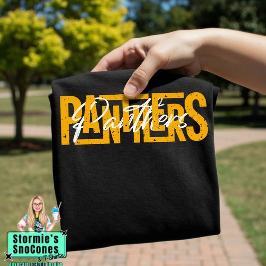 Liberty Panthers  Lines Cursive Weave Black Gildan Comfort Colors Bella Canvas Shirt