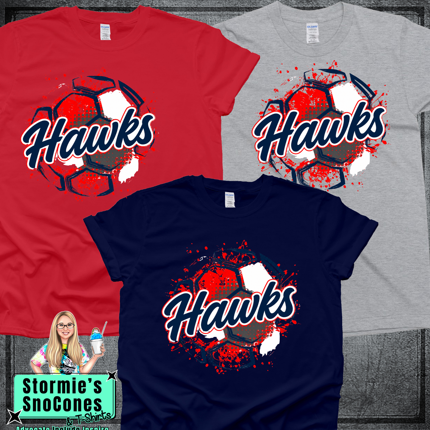 Hawks HJ Soccer Ball Splatter Tshirt