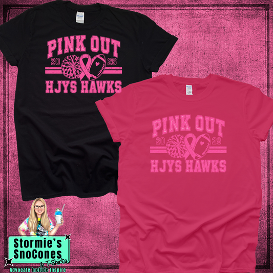 Hardin Jefferson Hawks HJYS Football & Cheer 2026 Shirt - PINK OUT