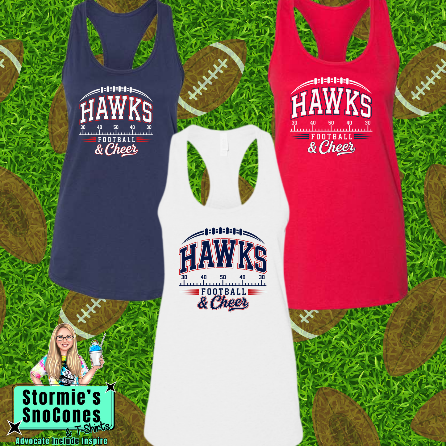 Hawks HJYS Football & Cheer 2026 Bella Racer Back Tank Top