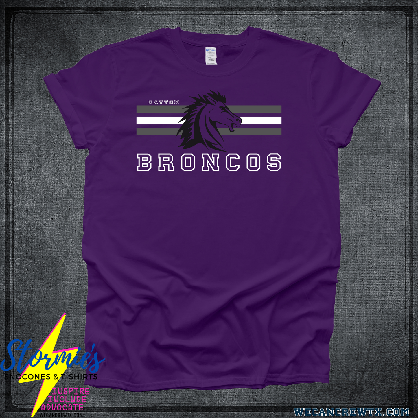 Dayton Broncos Big Mascot Lines Purple Shirt