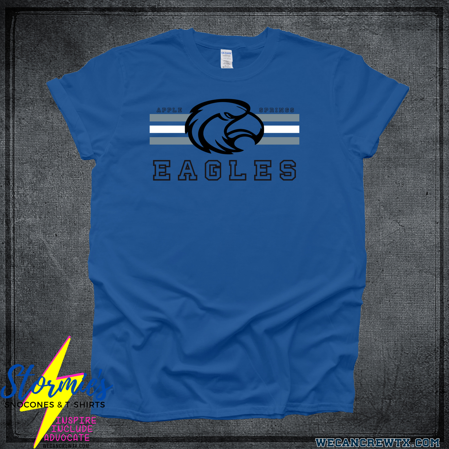 Apple Springs Eagles Big Mascot Lines Royal Blue Shirt