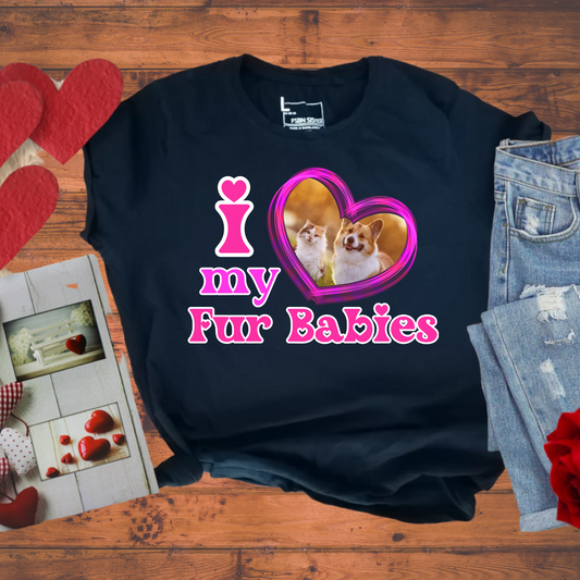 I Heart My Fur Babies Custom Picture Shirt