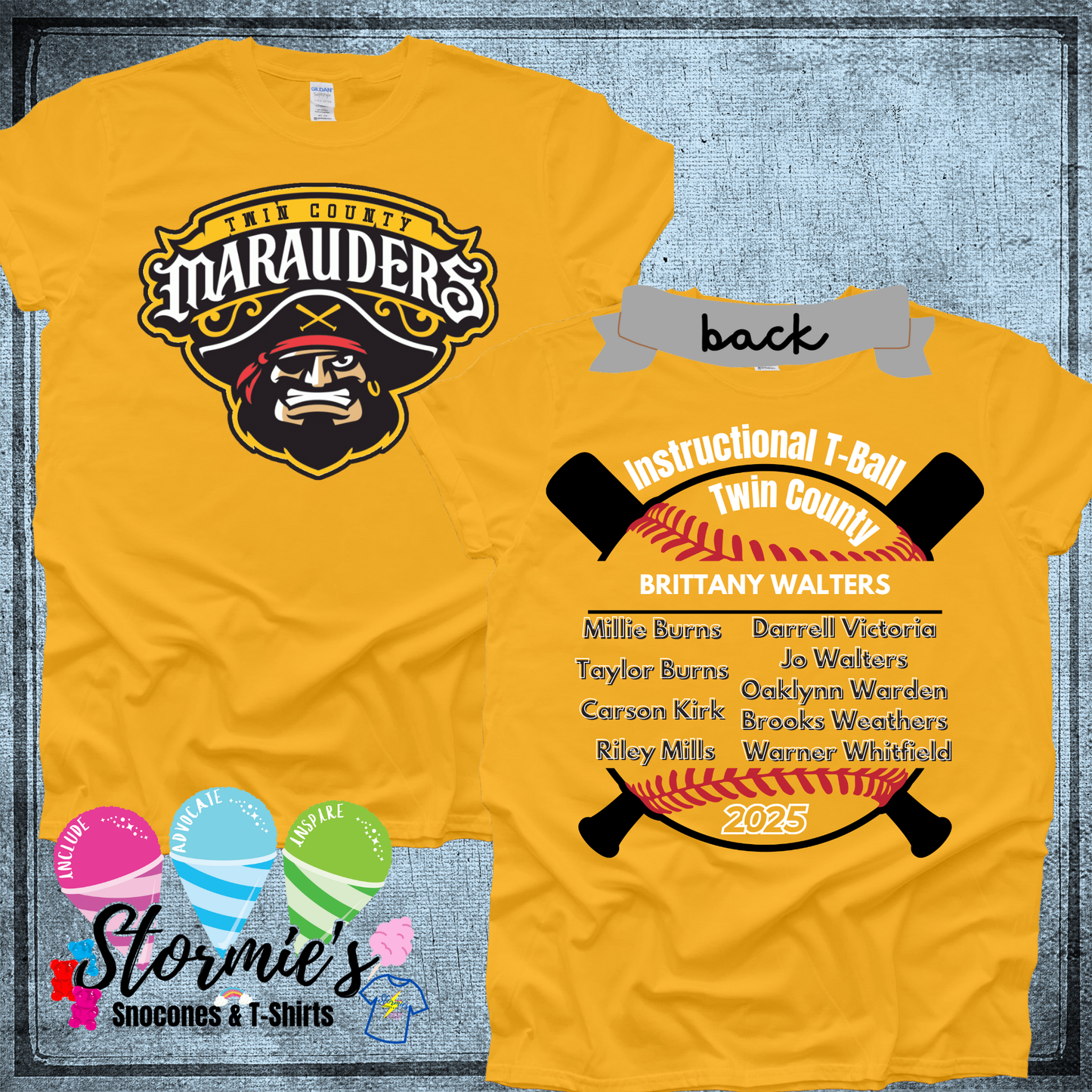 Marauders Tball Twin County 2025 Gold Shirt