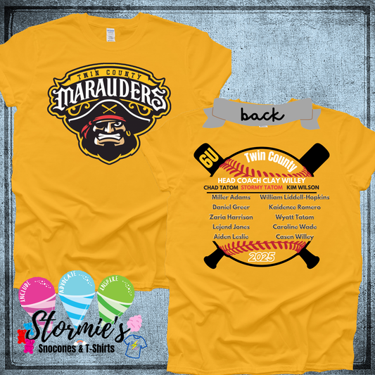 Marauders 6U Twin County 2025 Gold Shirt