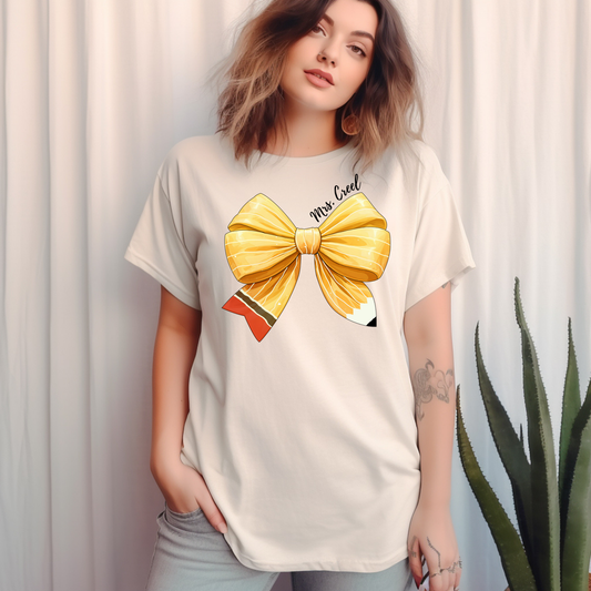 Custom Pencil Coquette Bow Shirt