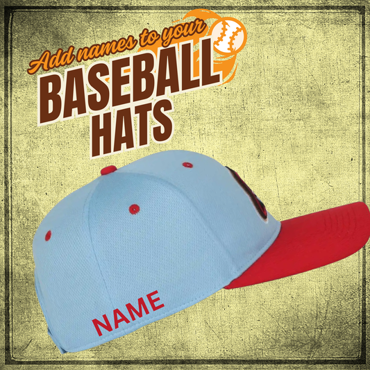 Add a name to your player's Baseball hat!