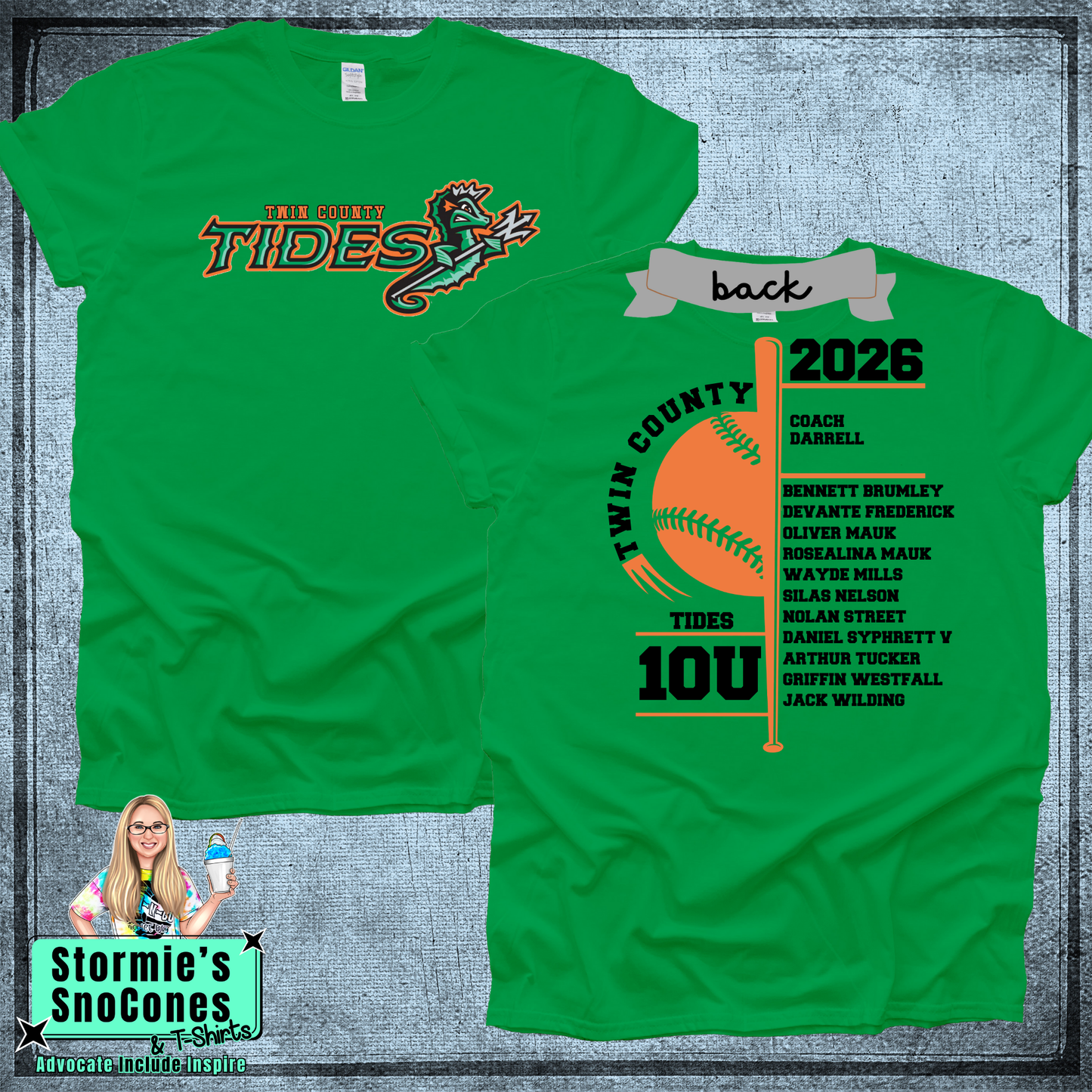 Tides 10U Twin County 2026 Irish Green Shirt