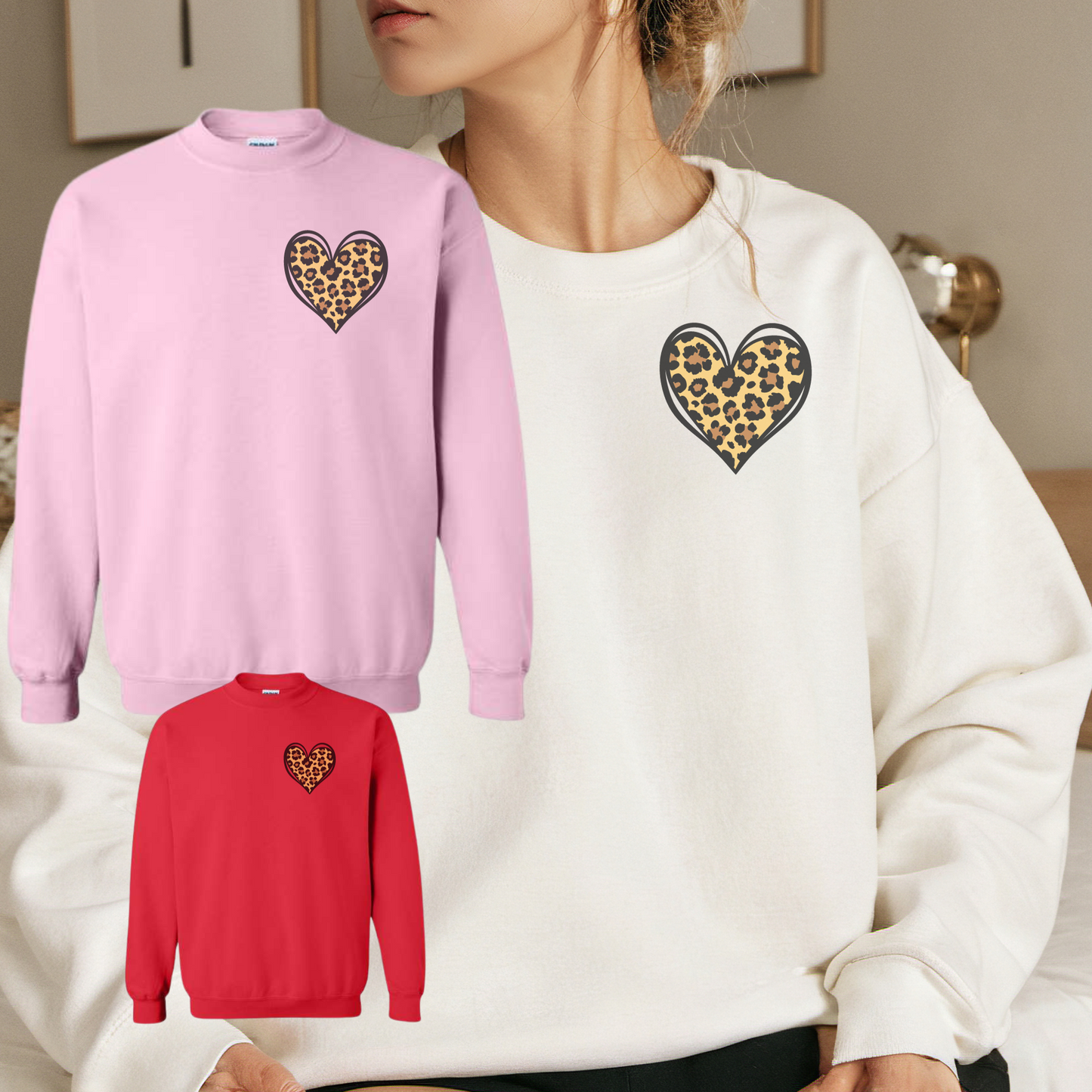 Pocket Cheetah Heart Sweatshirt