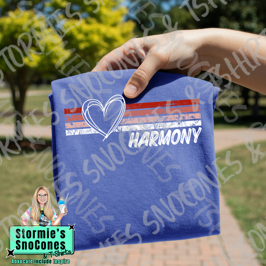 Harmony Science Academy Heart Lines Blue Gildan Comfort Colors Bella Canvas Shirt