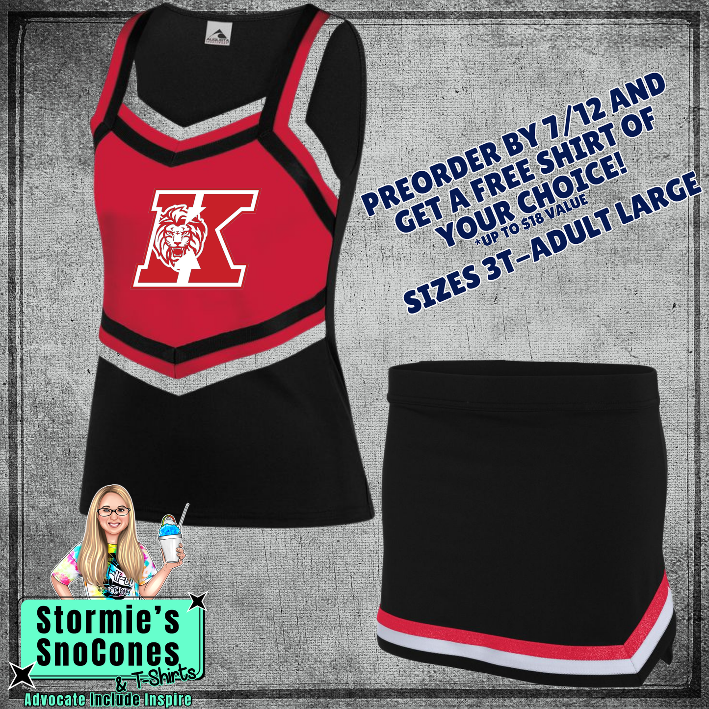 Kountze Lions Custom Black Red Cheer Outfit 2026 Preorder