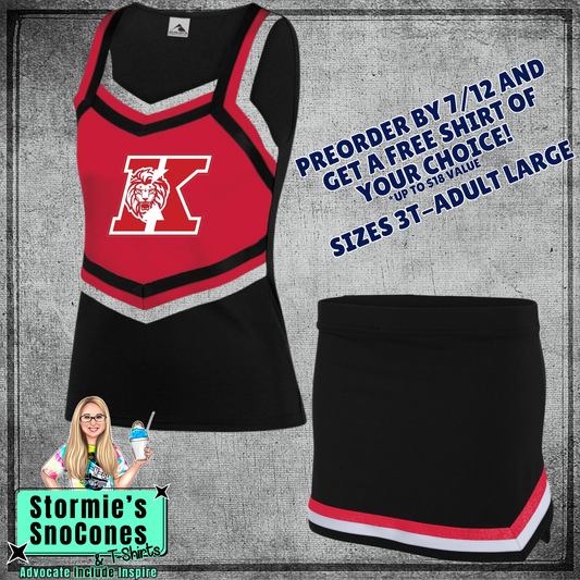 Kountze Lions Custom Black Red Cheer Outfit 2026 Preorder