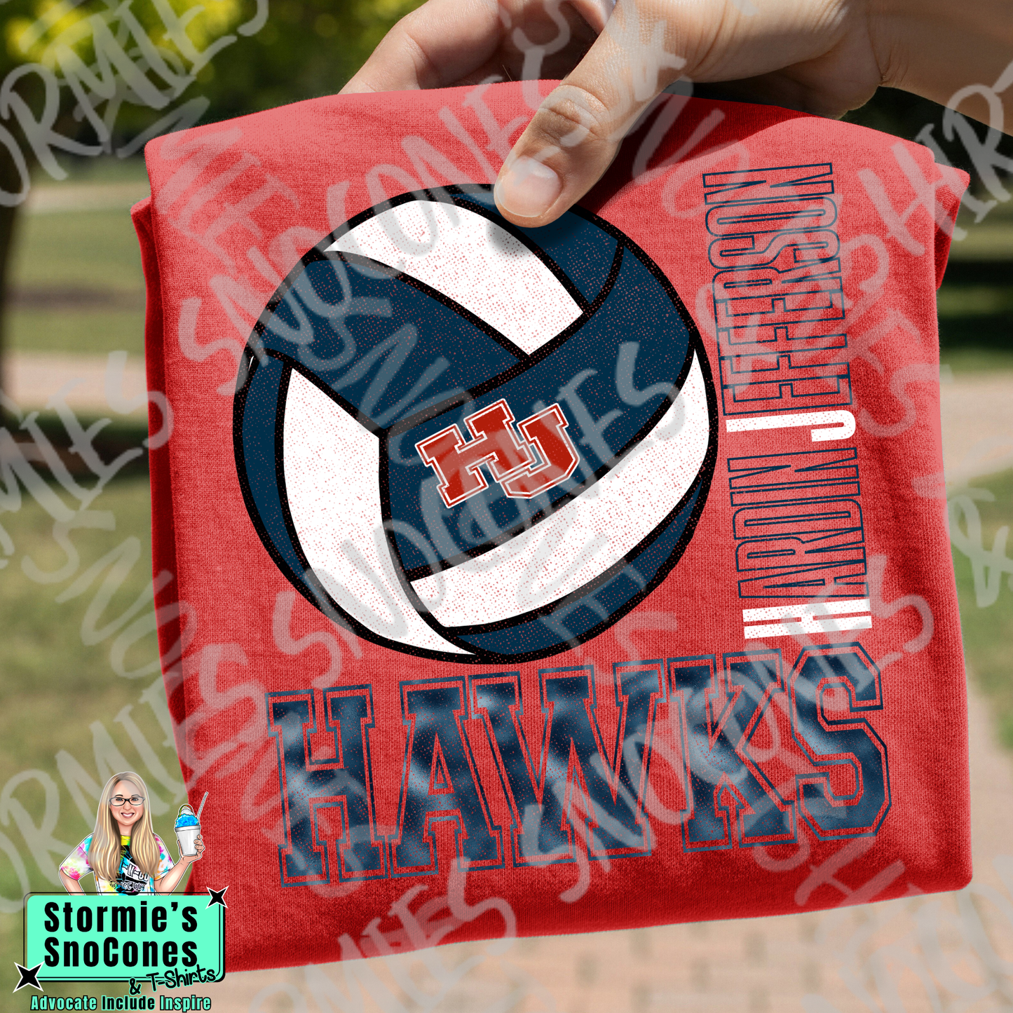 Hardin Jefferson Hawks Volleyball Distressed Hallow Red Gildan Dryfit Comfort Colors Bella Canvas Shirt
