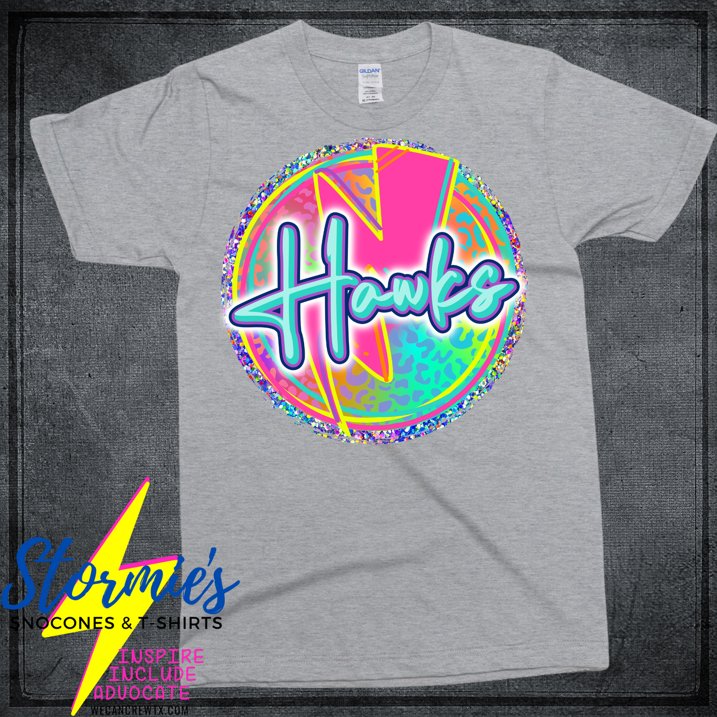 HJ Hawks Neon Bolt Circle Sport Gray Shirt