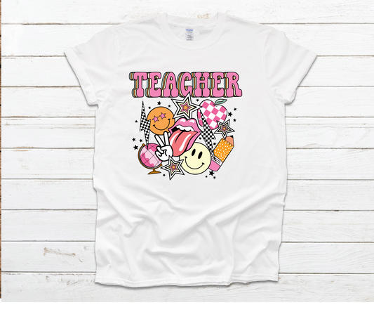 Teacher Trendy Gildan Softstyle or Bella Canvas White Shirt