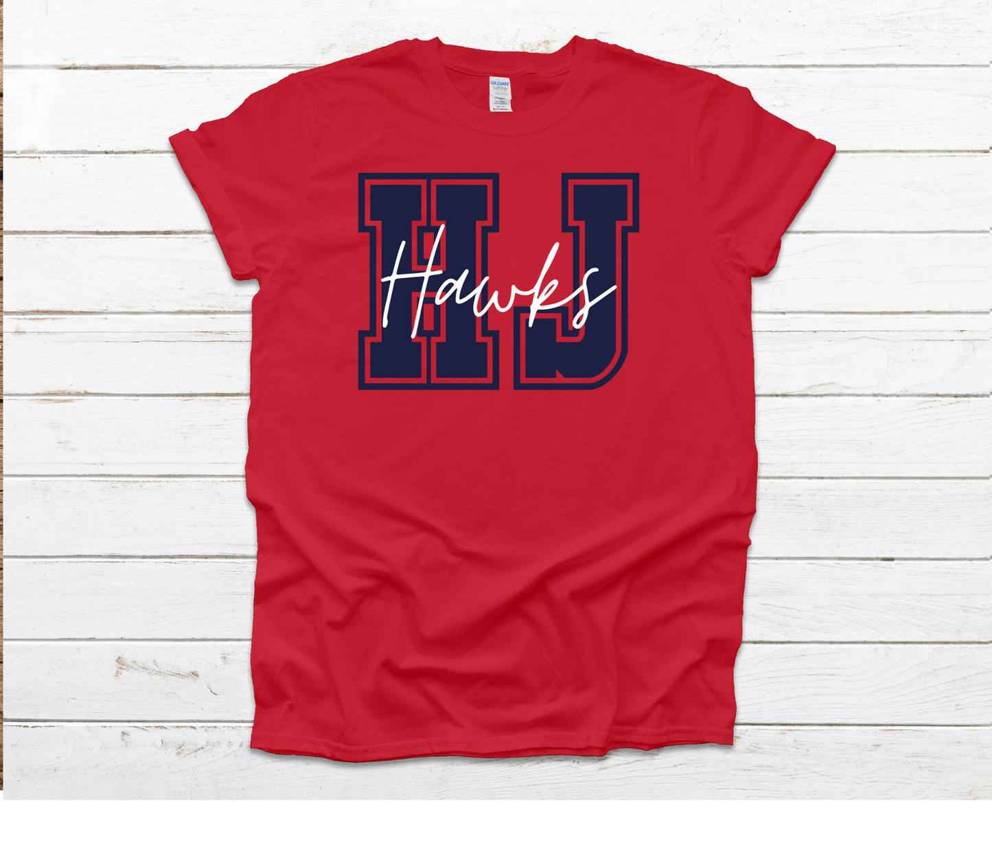 SLE PTO | Hawks Cursive Red shirt