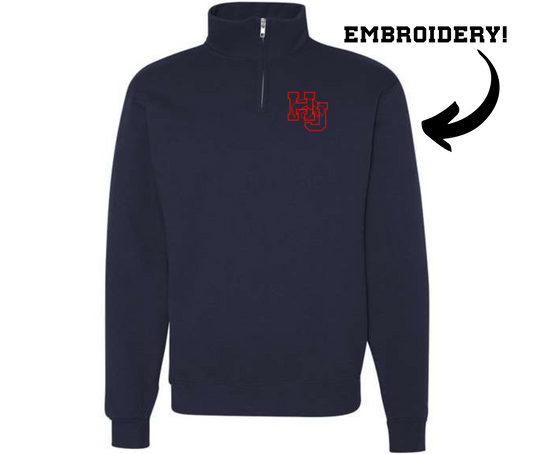 HJ Hawk Embroidered Navy Quarter Zip Jacket